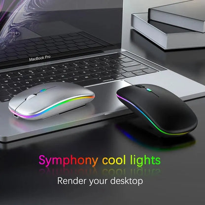 Wireless Mouse RGB Rechargeable Bluetooth 