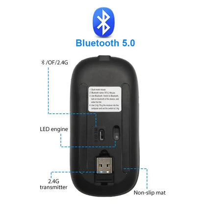 Wireless Mouse RGB Rechargeable Bluetooth 