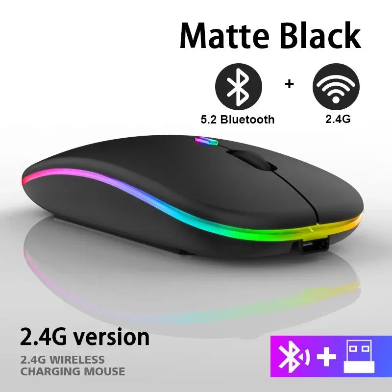 Wireless Mouse RGB Rechargeable Bluetooth 